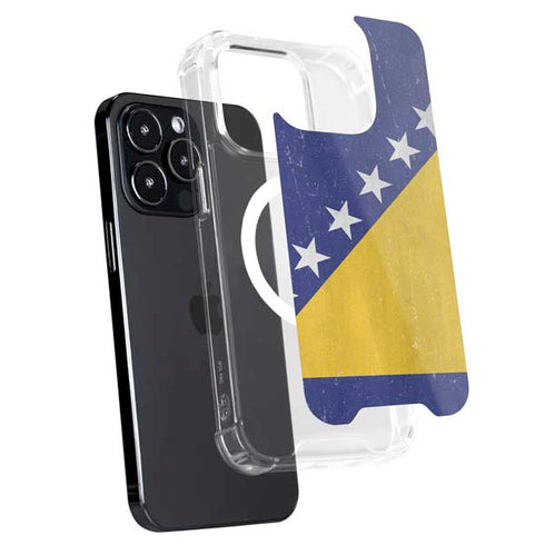 Bosnia and Herzegovina Flag Distressed iPhone 15 Pro MagSafe Case
